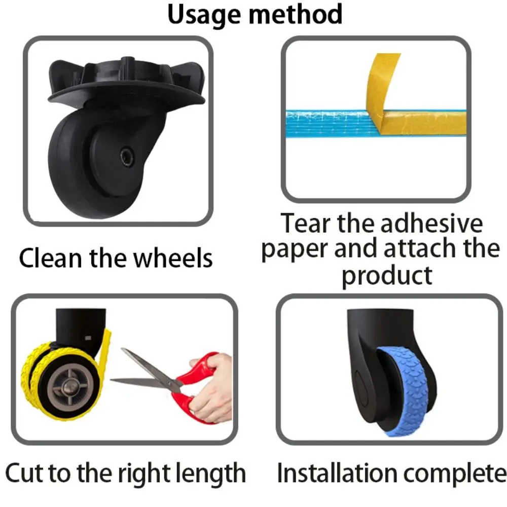 4ชิ้นกระเป๋าถือเดินทางล้อกระเป๋าเดินทางลดการสึกหรอของล้ออุปกรณ์ป้องกันล้อกระเป๋าเดินทางสามารถครอปได้