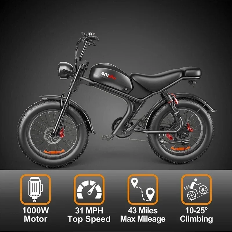 EMOKO C93 Retro Electric Bike 1000W Motor 20