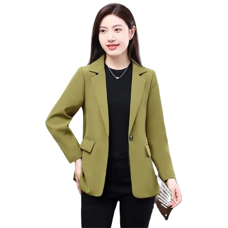 

Spring Autumn Leisure Suit Jacket Women 2023 New Loose Suit Collar Coat Pure Colour Blazer Fashion Pocket Tops Outerwear Female