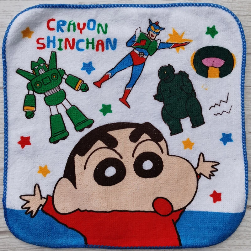 20x20cm kredka Shin-chan Cartoon dziecięcy ręcznik do twarzy Anime bawełniany domowy pochłaniający wodę szybkoschnący ręcznik kwadratowy dziecięcy