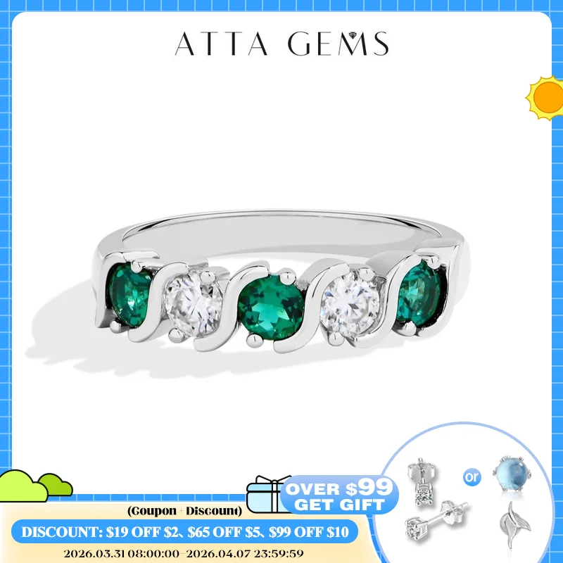 

ATTAGEMS Light Luxury Lab Emerald Moissanite Rings Fashion Women Rings 925 Sterling Silver Ring Party Hot Statement Jewelry Gift