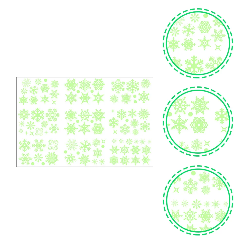 

9 Sheets Glow in Dark Christmas Snowflake Stickers Xmas Window Clings Strong Adhesiveness for Any Smooth Surface
