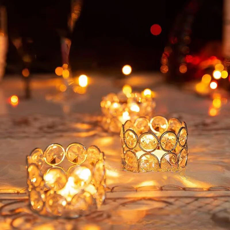 Crystal Tealight Candle Lantern Holders Gold Silver Candlesticks For Wedding Table Arty Table Centerpieces Home Decors