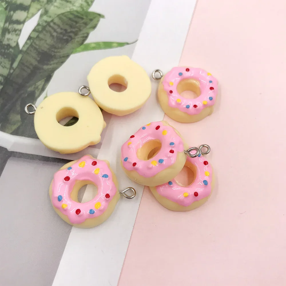 10 Stück Kawaii Donuts Brot Charms Anhänger für DIY Armband Halskette Ohrring Schlüsselanhänger Schmuckherstellung Fake Food Cabochon Dekor