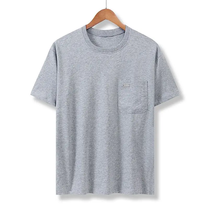 GELITAYIN Summer New Cotton Men T-shirt O-neck Fashion Casual Basic Multicolor Pure Color T-shirts Male Pocket Tops Short Sleev