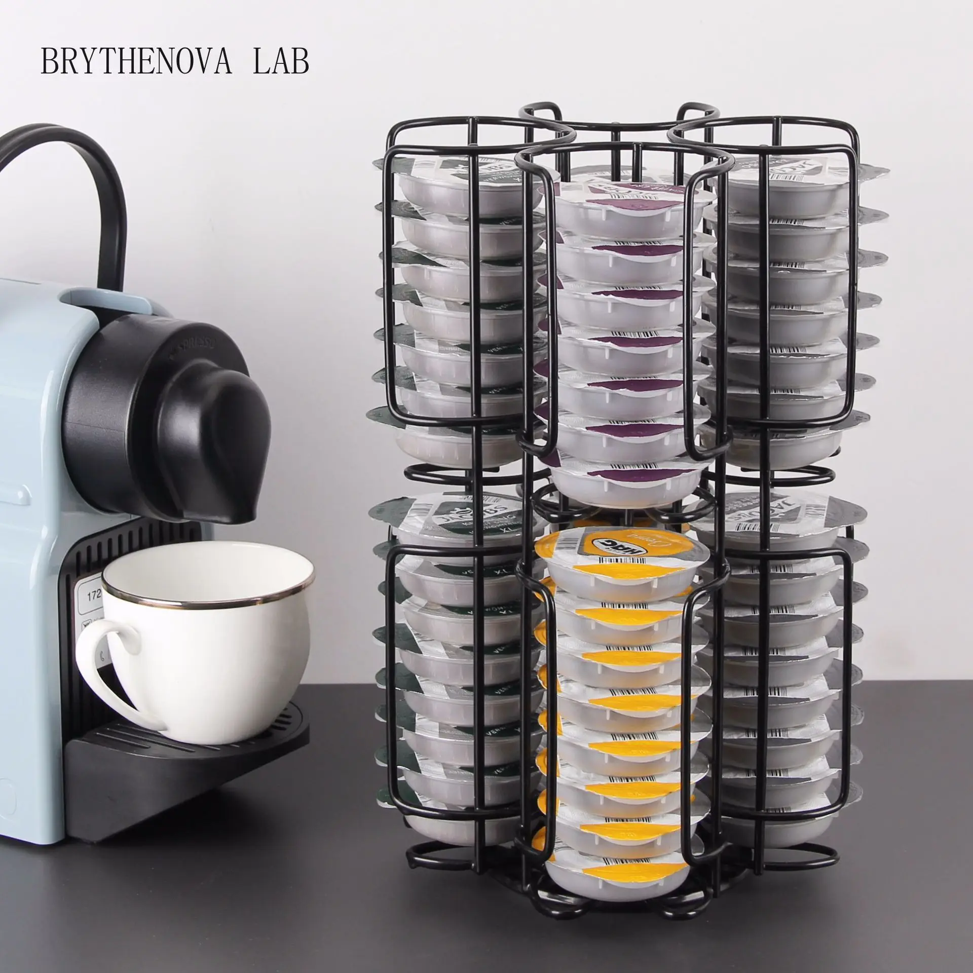 64 Pcs Tassimo Coffee Capsule Display Rack Bartesian Capsule Cocktail Storage High-capacity Rotatable360 Degree Metal Rack