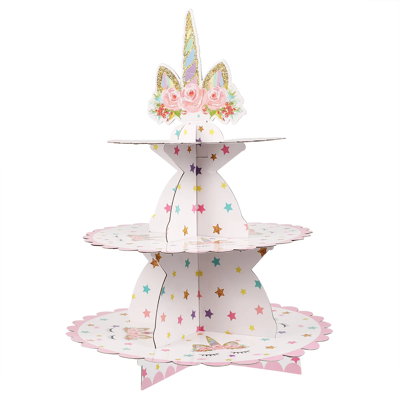 

Three Tier Cake Display Rack for Party Wedding Fruit Storage Dessert Holder Snack Shelf High Quality Durability Paper