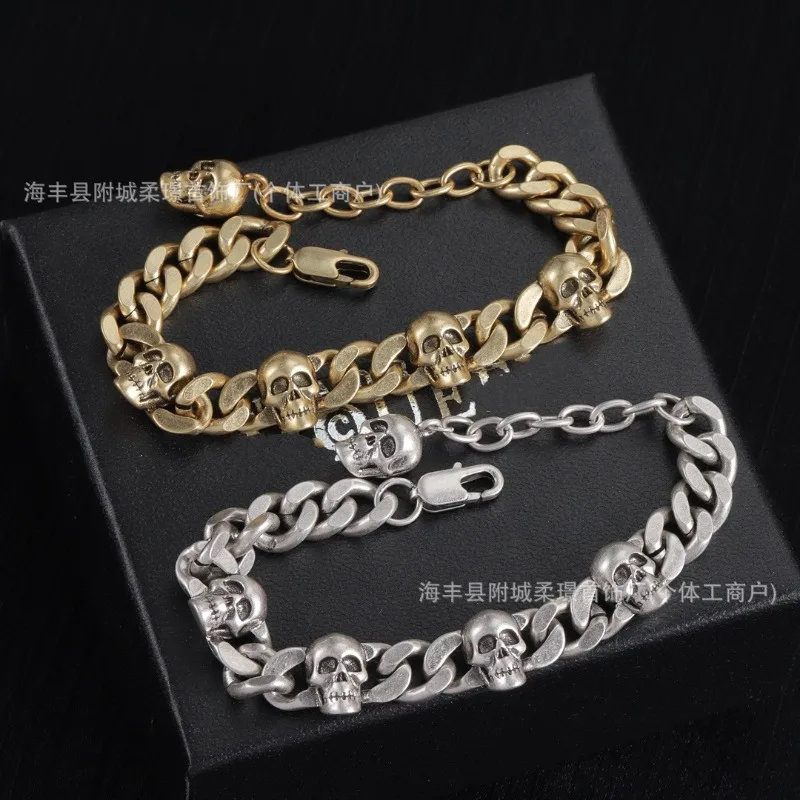 

Новый старый стиль кубинская цепочка гальваника модный индивидуальный череп модный браслет в стиле хип-хоп