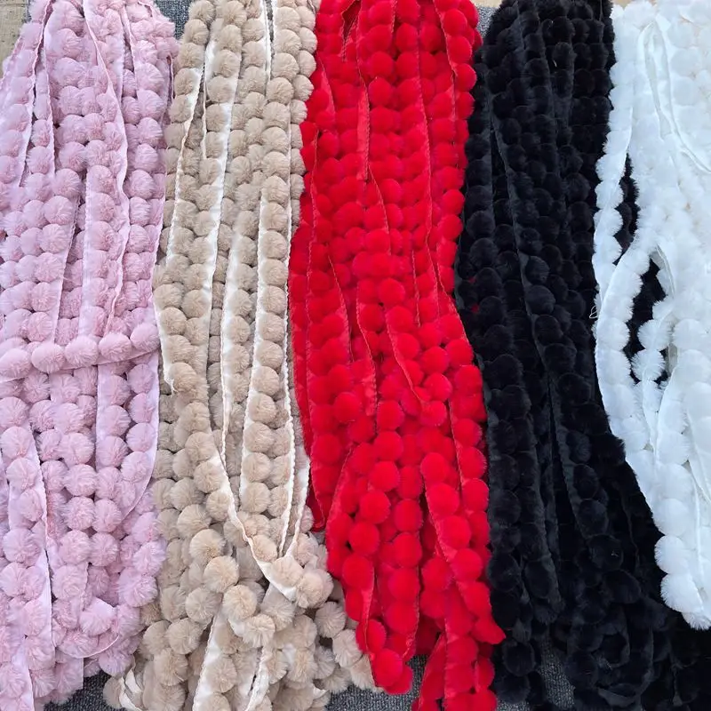 

10M Pom Pom Trim Ball Beaded Pompom Fringe Ribbon Handmade DIY Garments Curtain Upholstery Craft Sewing Accessories