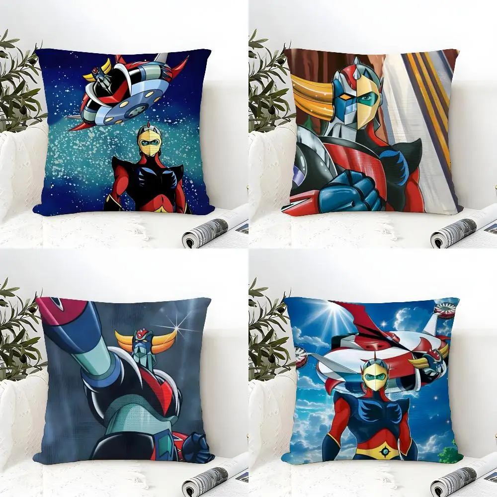 U-UFO Robot Cushion Cover Eco Linen Pillow Case | Double-Sided Print, Breathable & Durable, Hidden Zipper Home Decor Gift