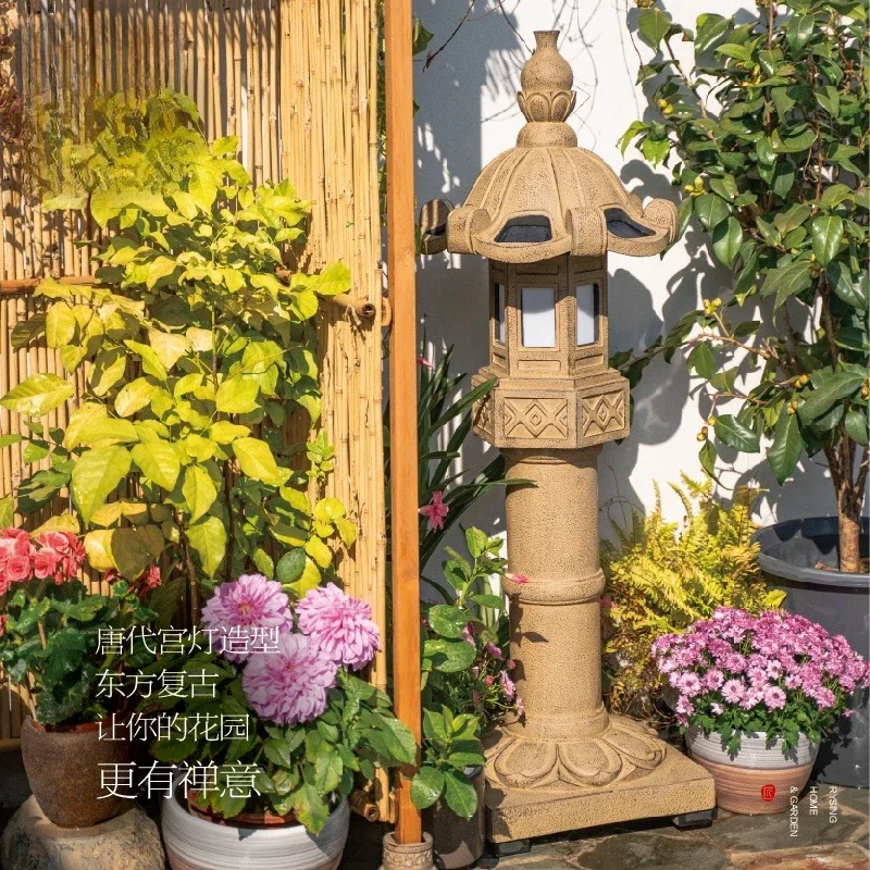 Chinese antique solar courtyard lights villa outdoor lights garden decoration vintage landscape stone lamps