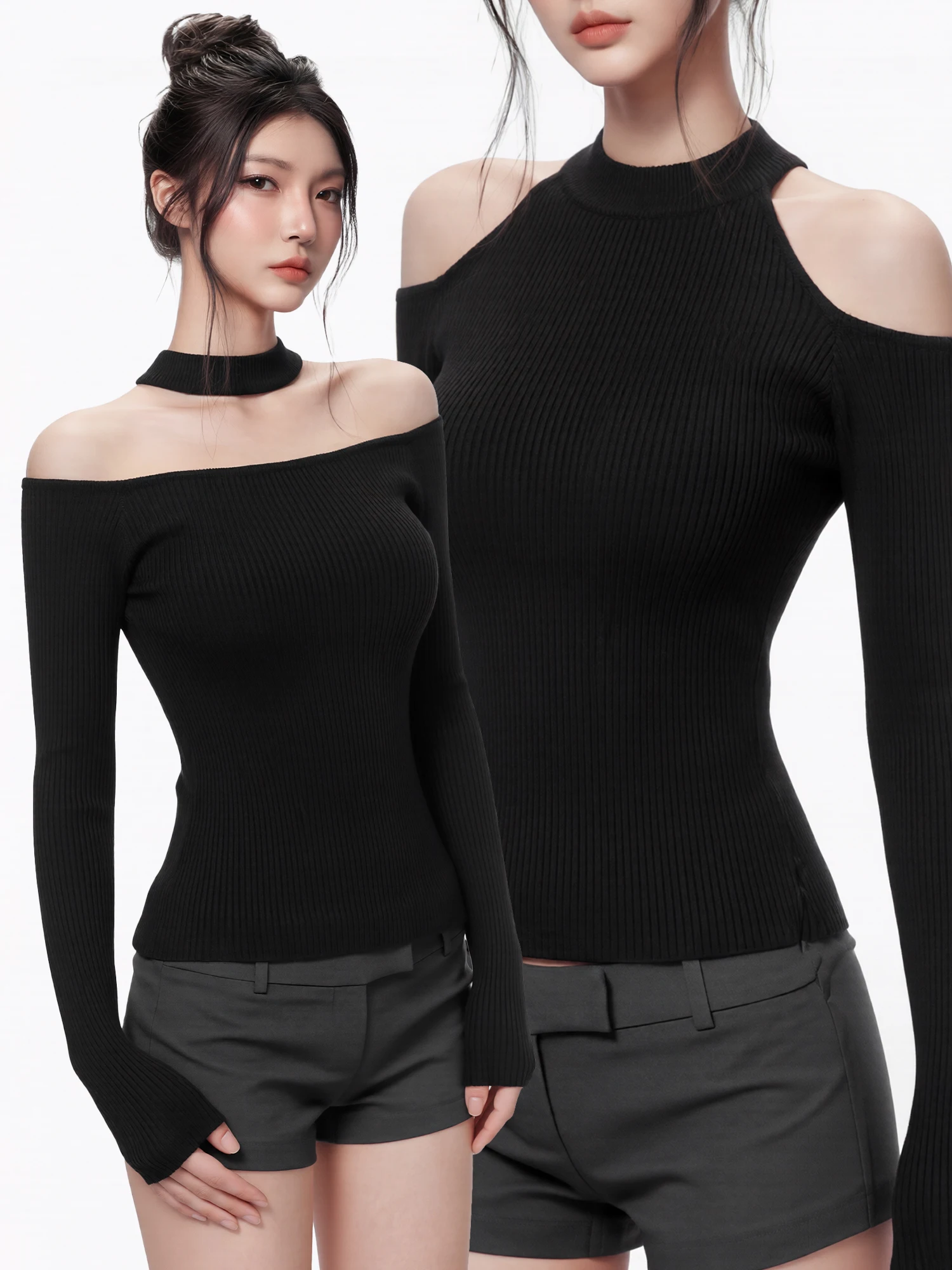 

Сексуальный вязаный топ с длинными светями, женский облегающий базовый слой irt Ne Hanging Sle из полиэфирного волокна, весенний сезон