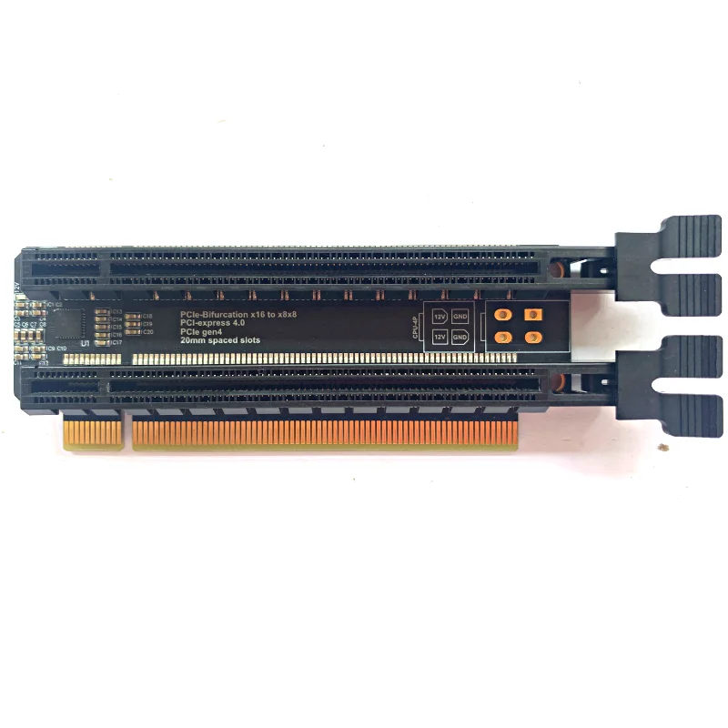 Placa de expansão PCI-Express 4.0x16, 1-2, Gen4 PCIe-Bifurcação x16 a x8x8, Gráficos, Rede, Placas de captura, Slots espaçados 20mm, Novo