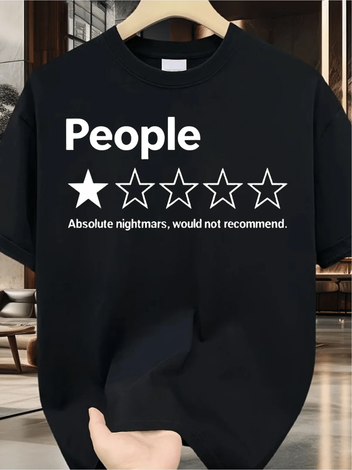 Unisex Adult T-Shirt, Black Small, Short Sleeve, Funny Review People One Star Absolute Nightmare Would Not Recommend Suitable fo