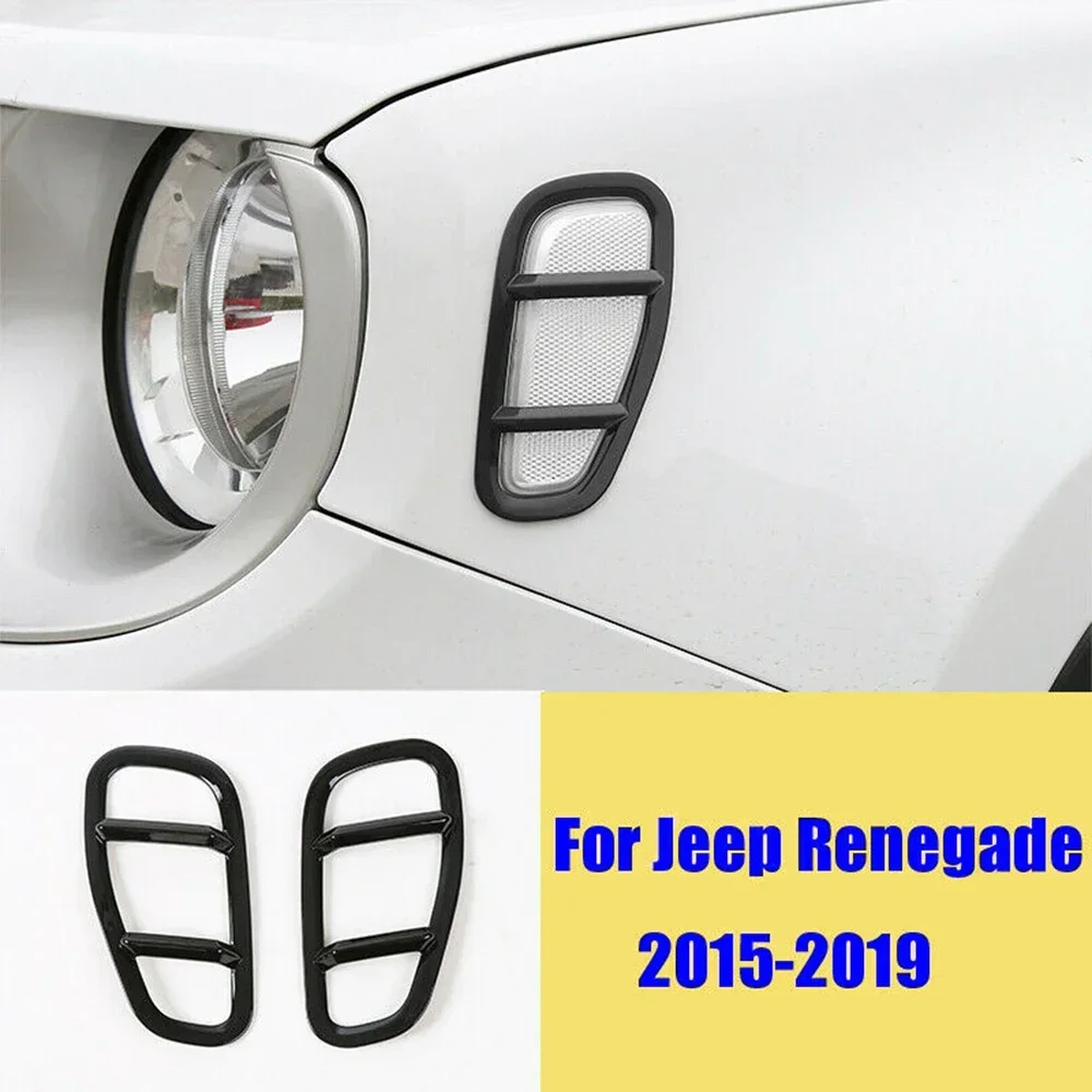 

Protector Side Lamp Covers Decal Decor Trim 2pcs For Jeep Renegade 2015-2019 Side Light Cover Black Car Accessories Exterior