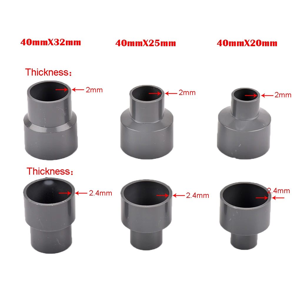 20/25/32/40/50mm Garden Irrigation Hose Fittings PVC Straight Reducer Fittings Water Tube Aquarium Adapter