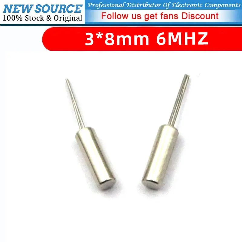 10PCS Crystal Oscillator 6M Cylindrical Type 3*8mm 6MHZ Passive Crystal Oscillator