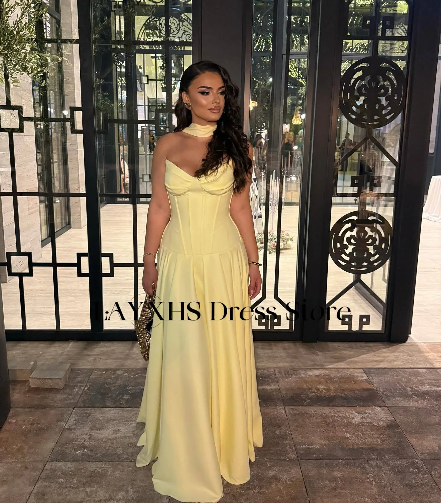 Layxhs simples querida vestidos de noite a linha plissado até o chão vestidos de baile femininos personalizados vestidos quinceañera 2025