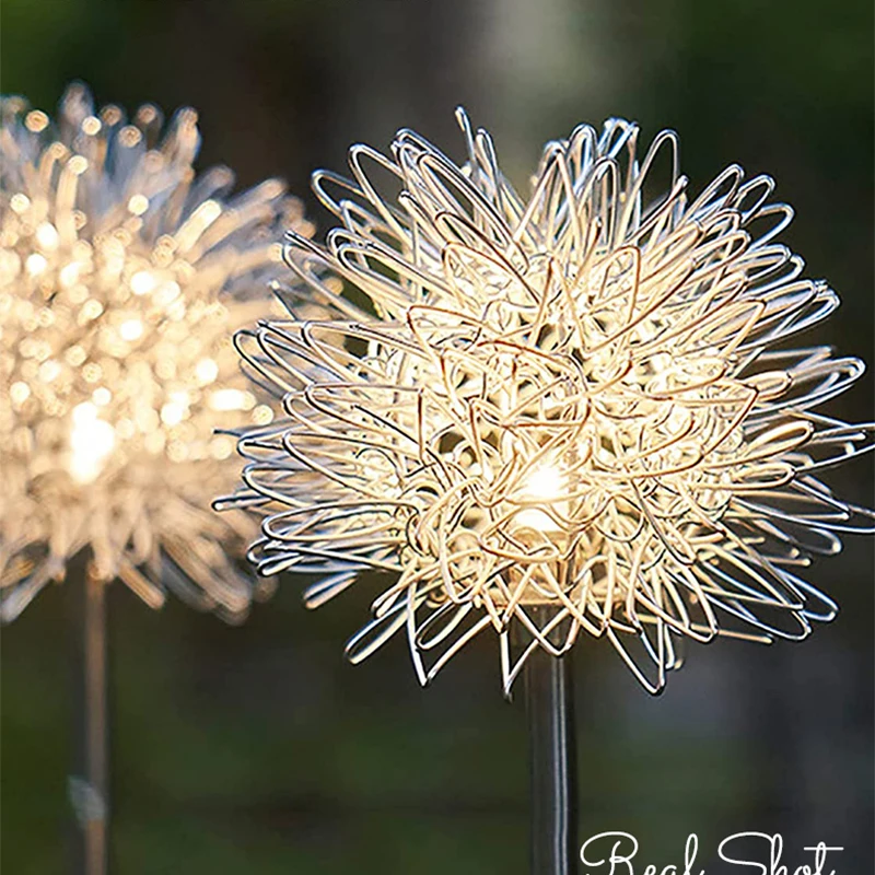 4/2pcs LED Solar Light Dandelion Flower Ball Outdoor Waterproof Garden Street Lawn Stakes Fairy Lamps String Yard Art Decoration