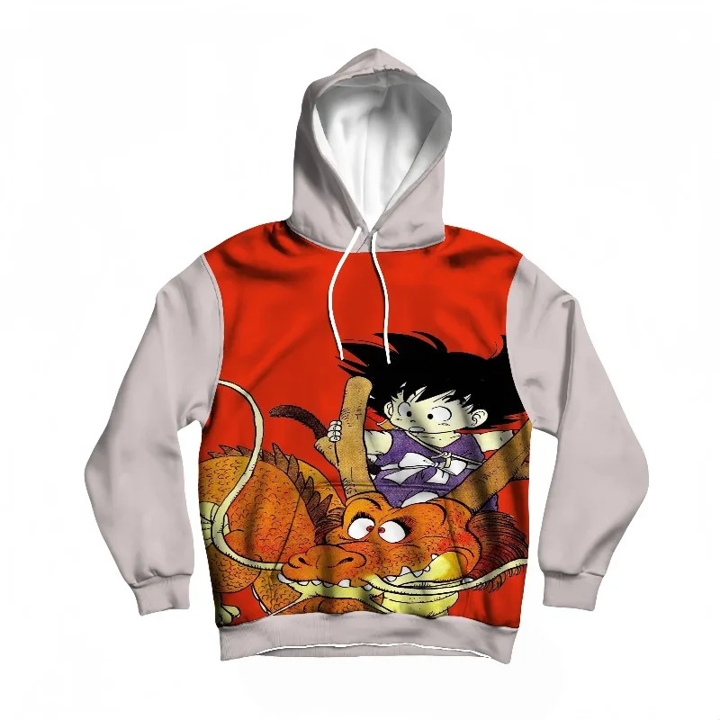 سترة بغطاء للرأس من Dragon Ball Majin Buu Lightning Aura مطبوعة فريدة من نوعها مستوحاة من بانداي باللون الرمادي والوردي يجب اقتناؤها لمحبي الرسوم المتحركة