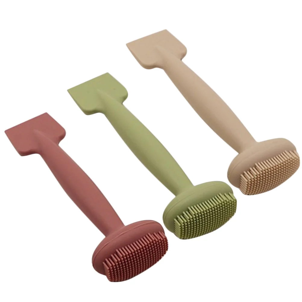 แปรงซิลิโคนสำหรับมาส์กหน้าแบบสองด้าน 3 ชิ้น แปรงขัดหน้าแบบยืดหยุ่น เครื่องมือสำหรับทาโคลนพอกหน้า สำหรับการดูแลผิวอย่างมืออาชีพ