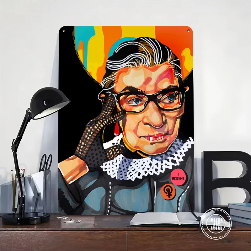 Ruth Bader Ginsburg Personalized 3D Textured Metal Poster Wall Art Vintage Tin Signs for Luxury Decoration Home Office Decor