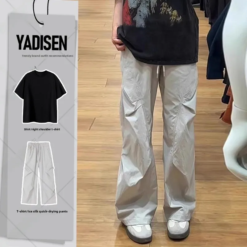 

Qui Dry Lightweight Men's Casual Workwear Pants Summer Straight Leg Trousers Anti-Wrinkle Foldable Knife ape Utili Trou...