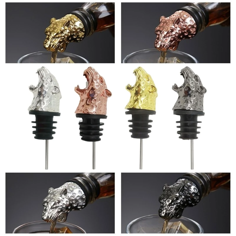 Zinc Alloy Bottle Stopper and Pourer Wine Decanters Wine Tool Metal Texture Suitable for Parties and Gatherings Use A0KC