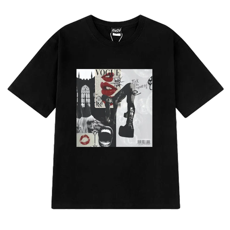 

2025 Vintage Lady Gaga Minimalist Concert Graphic T shirts Men Women New Oversized short sleeve T-shirt Unisex 100% Cotton Tops