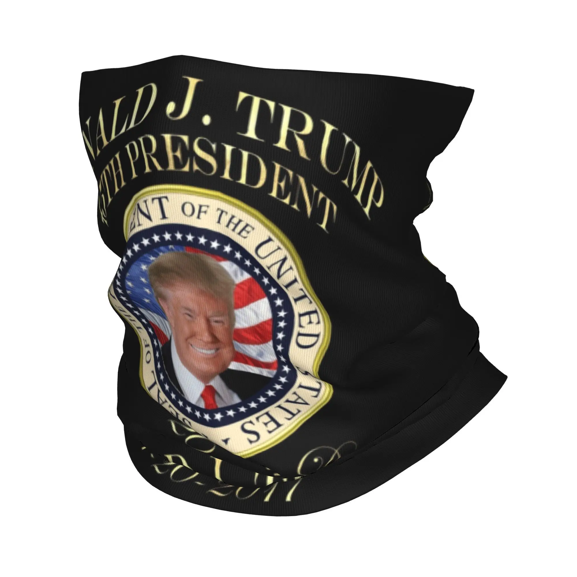 Custom Cute Donald Trump Neck Gaiter Women Men Windproof Winter United States Seal Bandana Scarf for Hiking