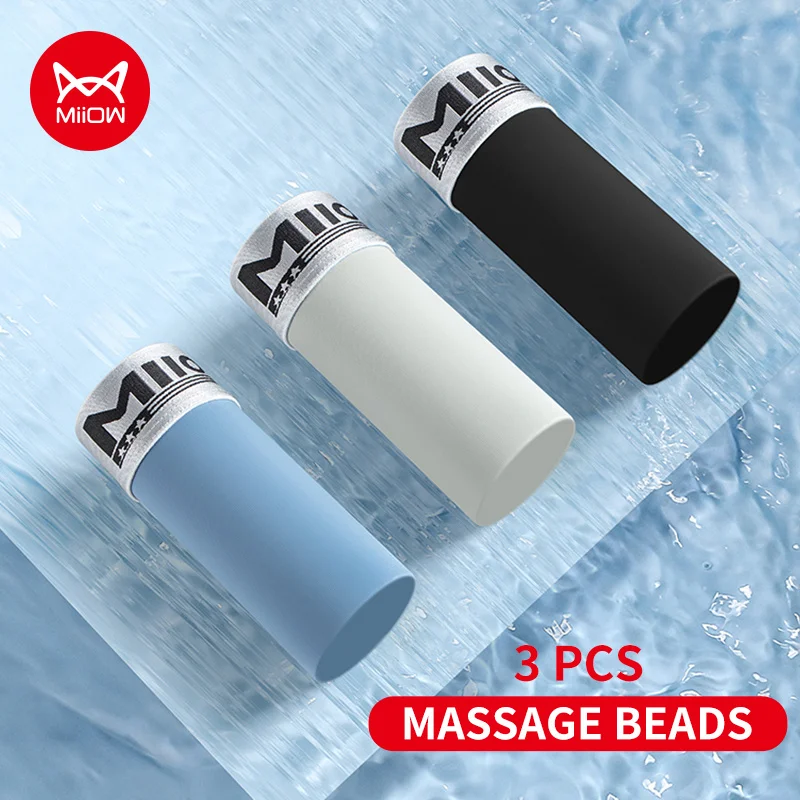 

MiiOW, 3 шт., шелковистое мужское нижнее белье из ледяного шелка, 10А, антибактериальная массажная сумка, мужские трусы с промежностью, дышащие мужские боксеры, трусы