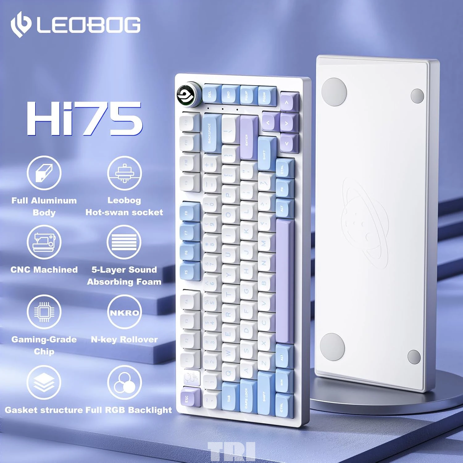 LEOBOG Hi75 Aluminum Alloy Wired Mechanical Keyboard Programmable Gasket Installation with Mode Switching Knob Gaming Keyboard