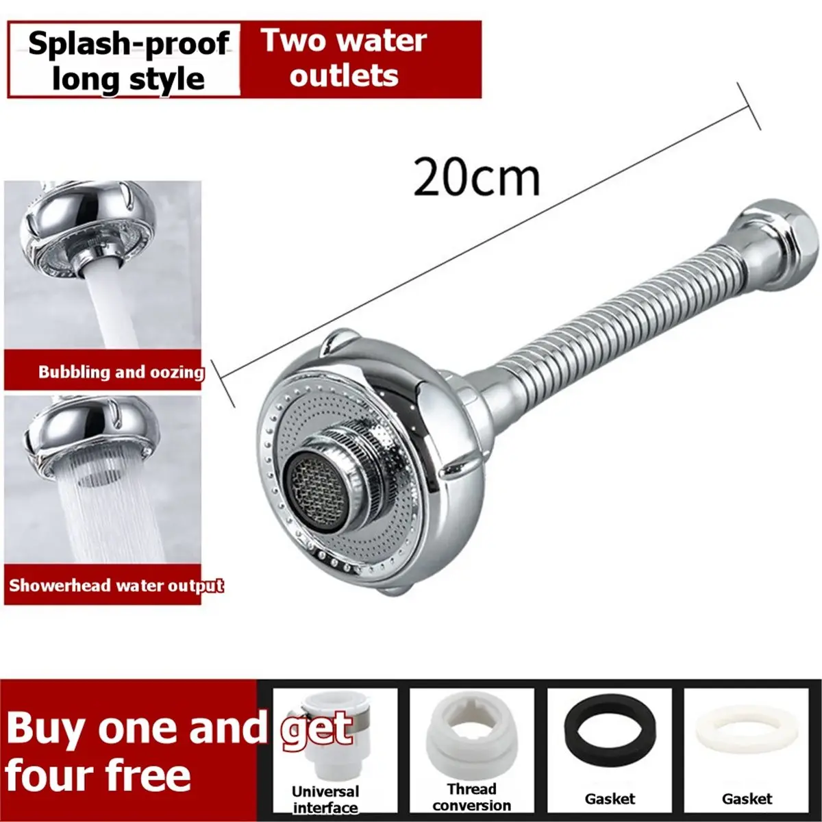 DT81 UFO-Shaped 360° Swivel Kitchen Faucet Extender,Anti-Splash Dual-Function Kitchen Faucet Sprayer Attachment Shower Head