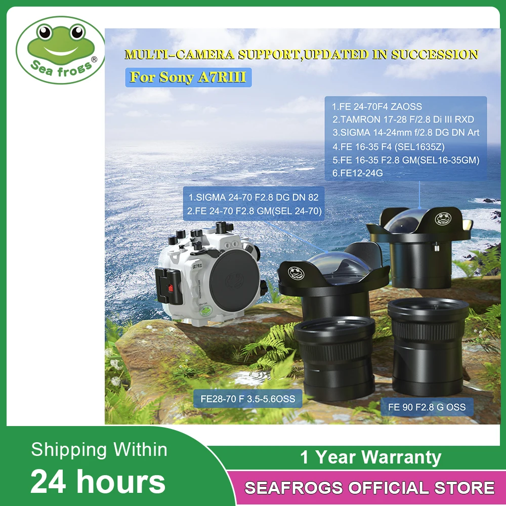 

Seafrogs Waterproof Camera Case With 8" Dome Port For Sony A7RIII 24-70mm16-35mm14-24mm 12-24mm Lens (Including Standard Port )