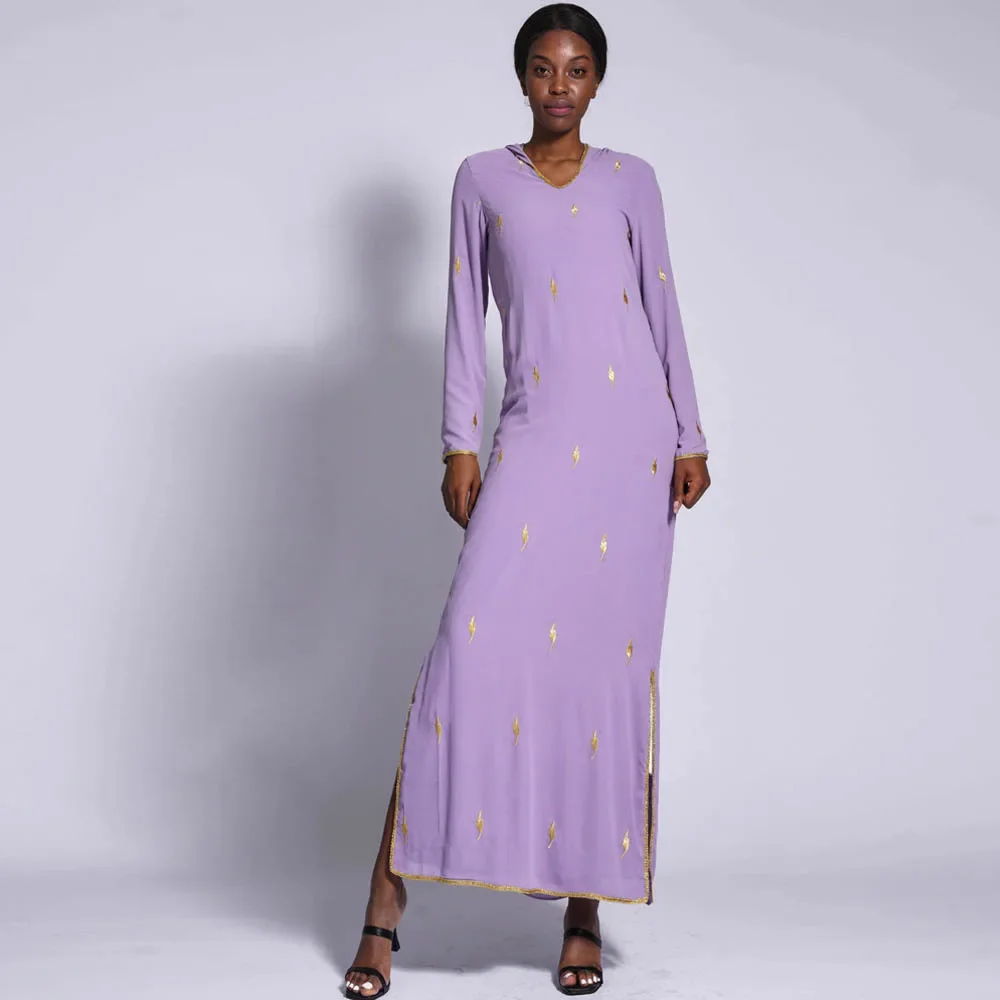 Abito lungo in chiffon marocchino da donna con cappuccio Abaya Dubai Turchia Caftano Eid Ramadan Abbigliamento islamico Djellaba Longue Femme Musulmane