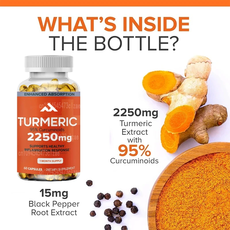 Curcumin Contains Black Pepper, 2250mg Turmeric Extract Contains 95% -60 Capsules