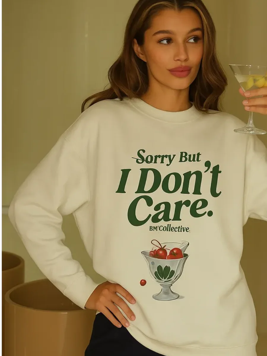 Sweat-shirt blanc à manches longues et col rond pour femme, haut amusant avec lettres de dessin animé, surdimensionné, mode Hip Hop, doux et décontracté, Y2k, automne