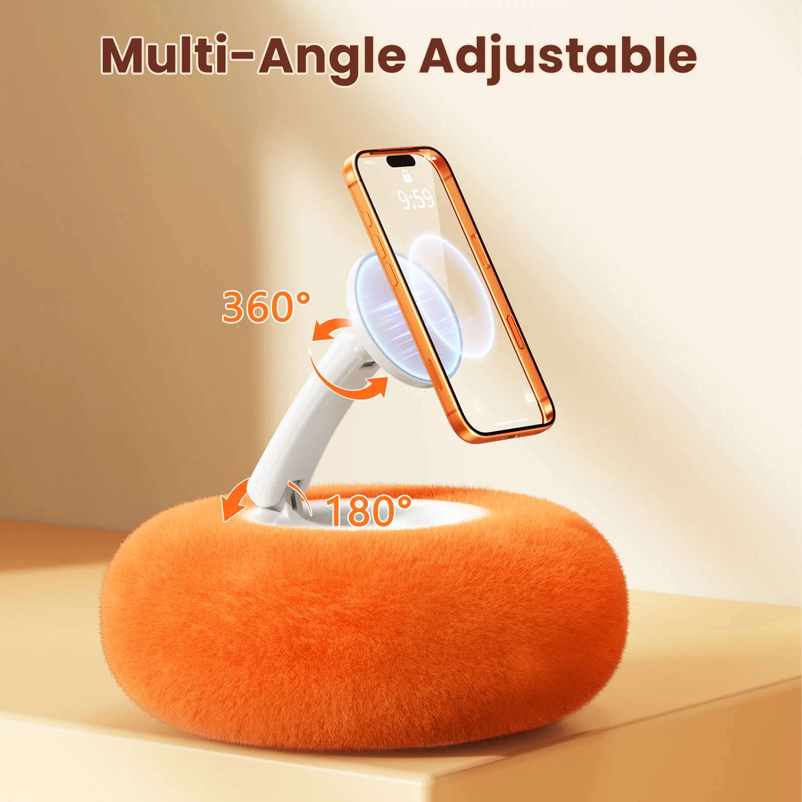 

Oatsbasf Mini Phone Pillow Stand Adjustable Phone Holder w/ Storage Bowl Compact Phone Holder for Bed/Desk/Sofa for 4-7in Device