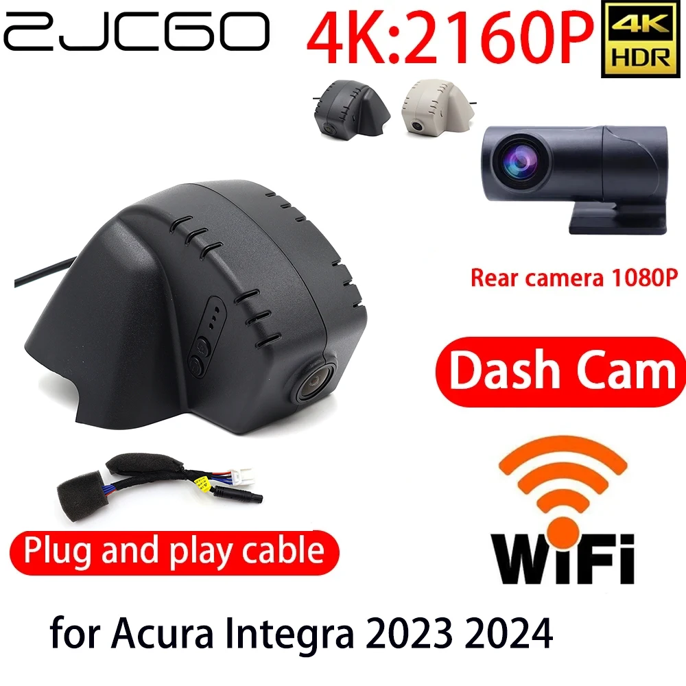 

ZJCGO 4K DVR Dash Cam Wifi Front Rear Camera 24h Monitor for Acura Integra 2023 2024