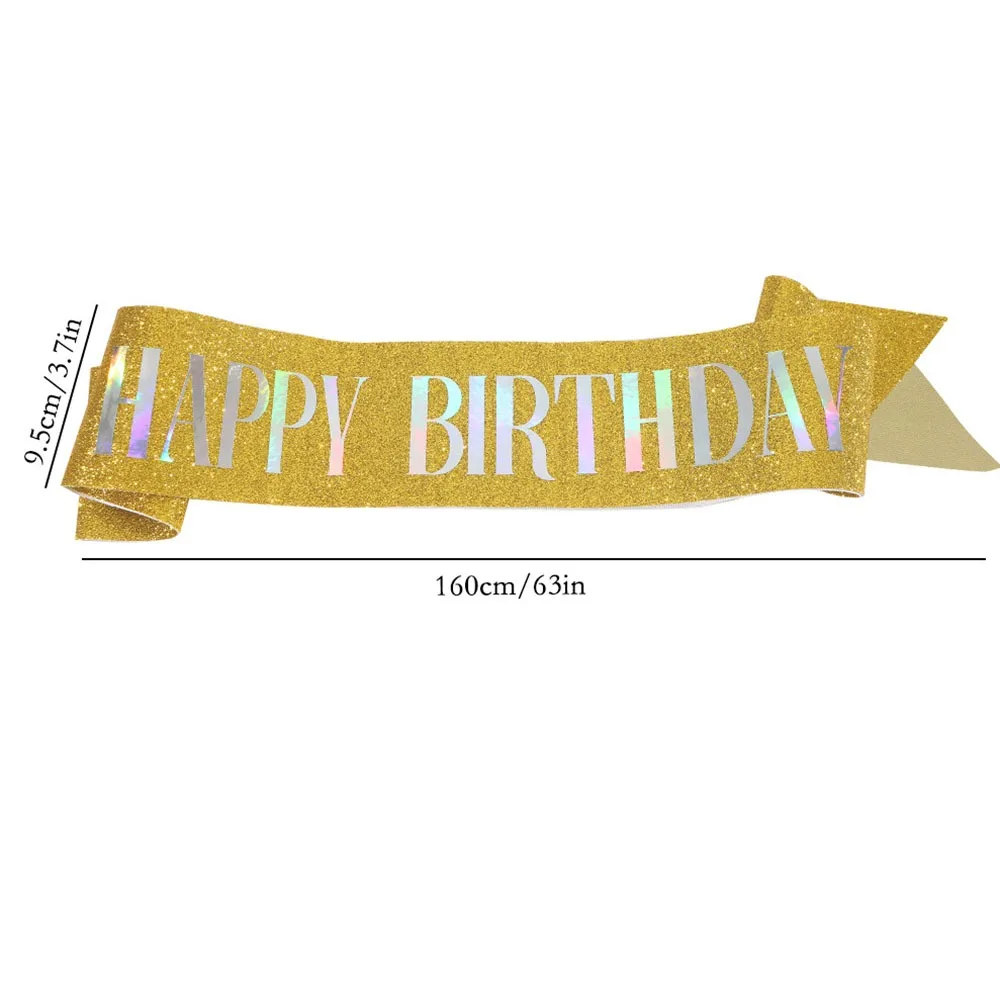 Glitzernde Happy Birthday-Schärpe, Geschenke für Mädchen und Frauen, 16., 18., 20., 21., 30., 40., 50. Alles Gute zum Geburtstag, Party-Dekorationszubehör – Detail 4
