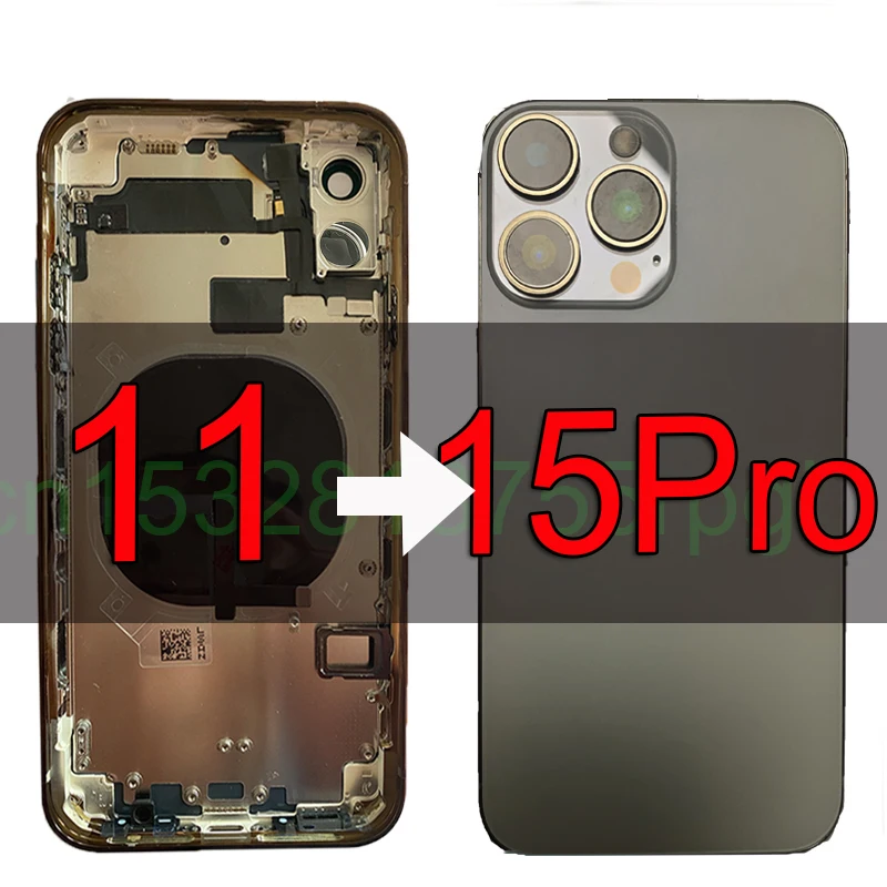 

Собранный гибкий кабель, титановый корпус «сделай сам» для iPhone 11, например, 15 Pro, корпус 11, конвертирует в комплект замены заднего корпуса 15Pro