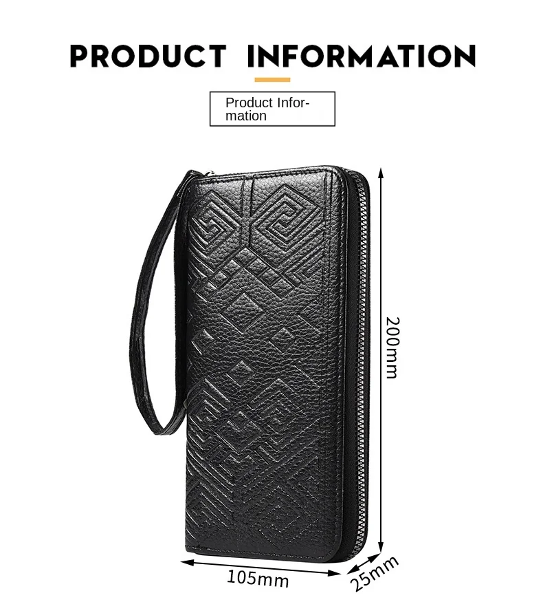 

Men RFID Passport Wallet Long Clutch Bag Wrist Strap Zipper Coin Purse Fashion Card Holder Billfold Male Daily Wallet