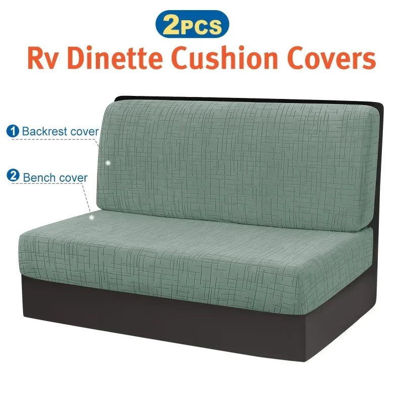 2pcs/set Jacquard RV Camper Sofa Covers Stretch Armless RV Dinette Sofa Seat Cushion Covers Cafe Dining Room Couch Slipcover