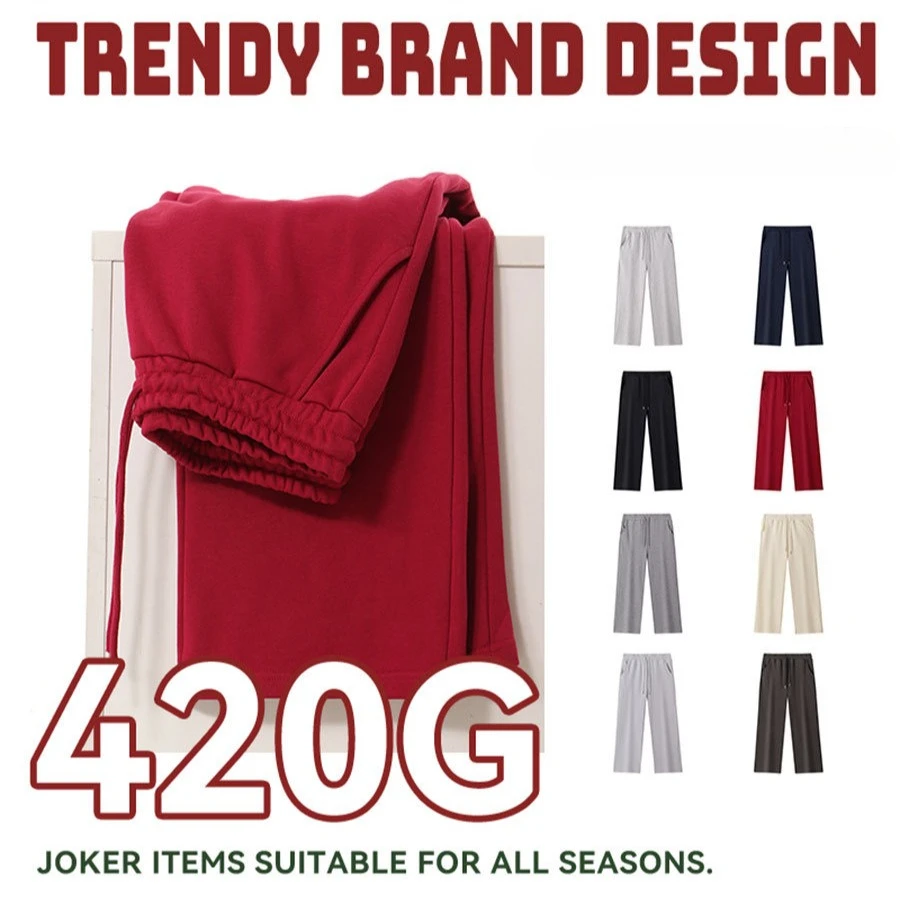 

Мужские модные простые прямые повседневные брюки, осень 2025 г., эластичные спортивные свободные удобные широкие длинные брюки с высокой талией