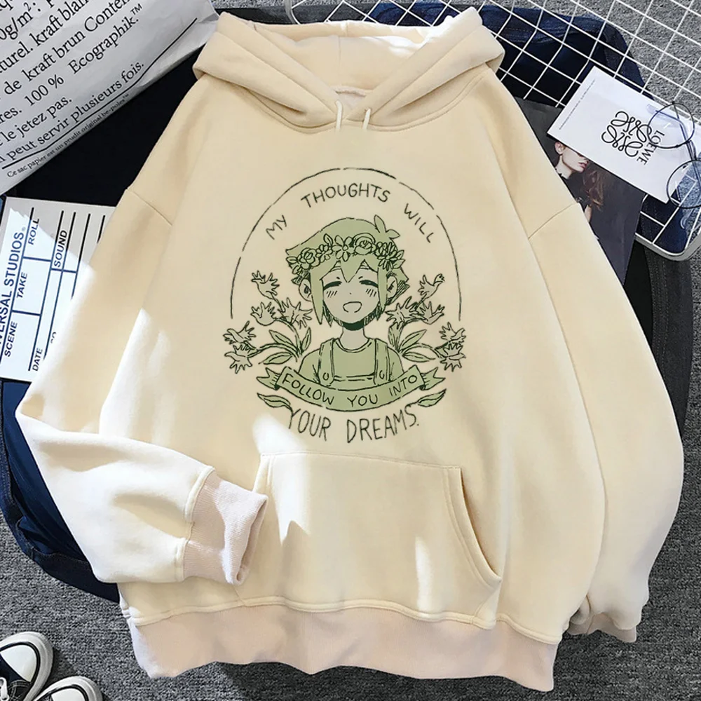 Omori estética velo Hoodies das mulheres, Harajuku moletom, Y2K treino, Streetwear feminino, camisa com capuz