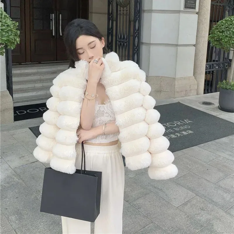 

Imitation Otter Rabbit Fur Coat Women's Short Plush Coats New Autumn Winter Female Overcoat Fashion Ladies Jacket Top