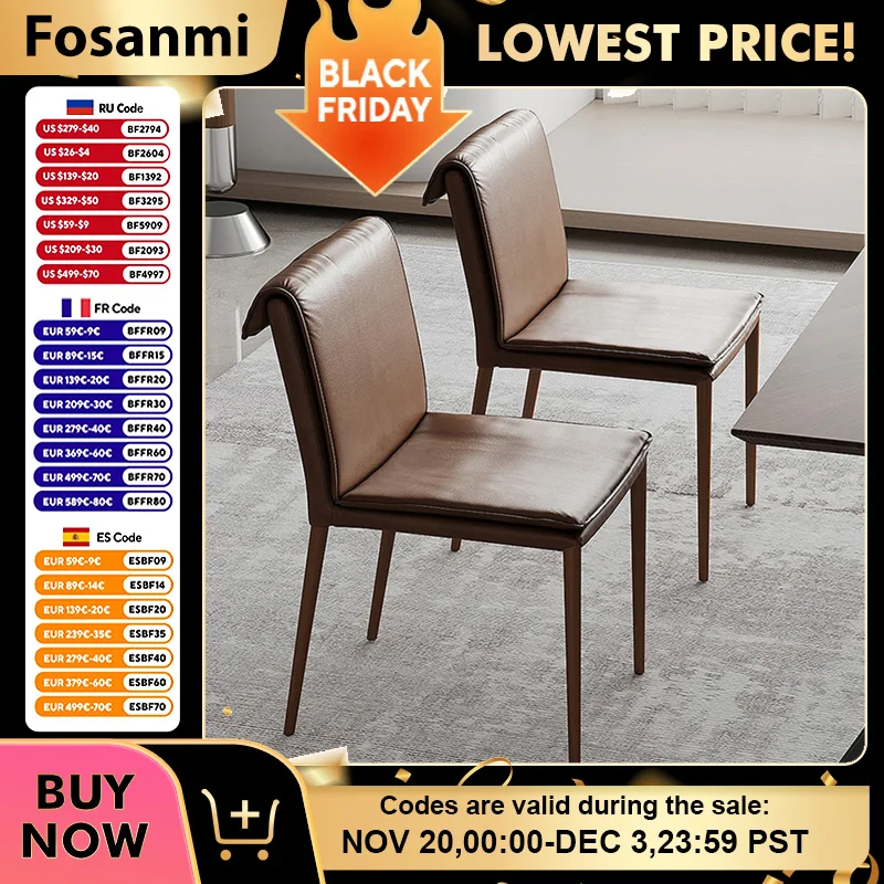 

Luxury Comfort Leather Chairs for Living Room Modern Home Dining Chair with Steel Legs for Kitchen Stylish Soft Cafe Table Chair