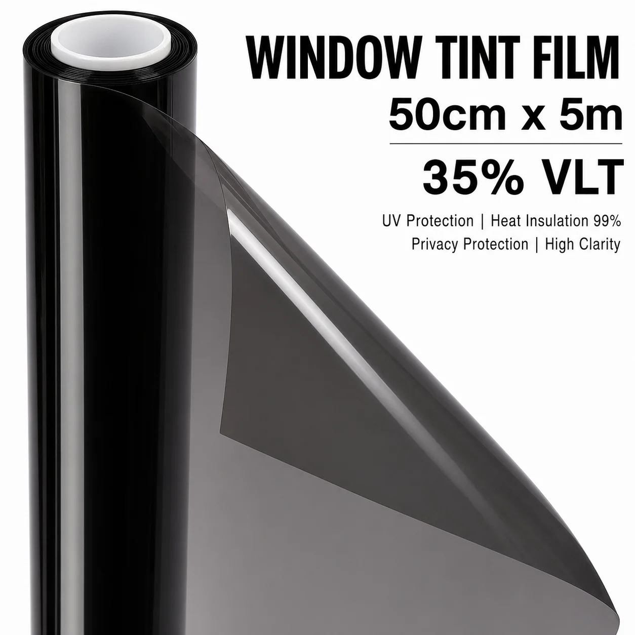 

35% VLT Light Smoke Nano Ceramic Car Window Tint Film 50cmX500cm Weather Resistant Solar Film Peel Drape Vehicle Glass Roll Auto