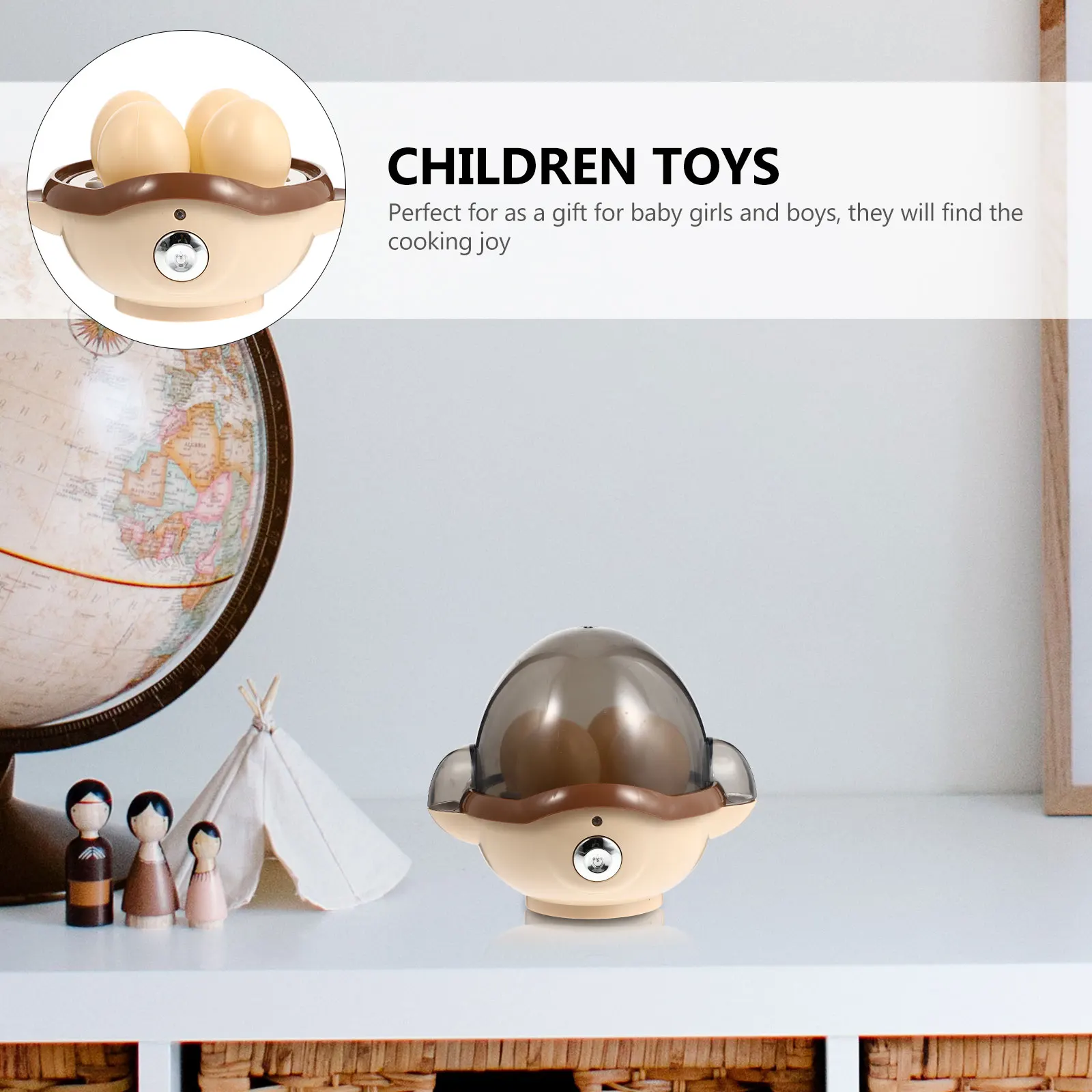 Simulação ovos vapor crianças brinquedo educativo crianças cozinha mini aparelho brinquedo presente do bebê cáqui leve seguro