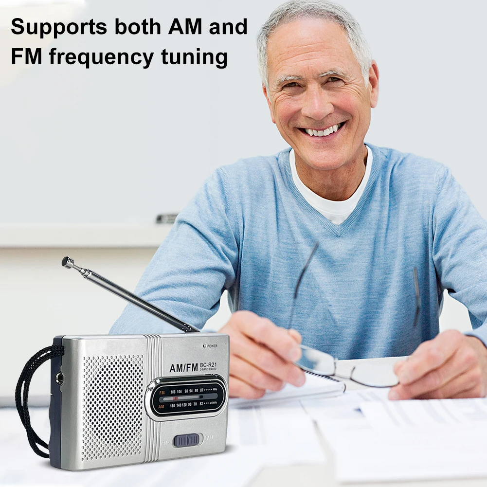 Mini Radio BC-R21/22/60/119/2011/2033/2048 AM Radio FM antena telescópica batería Radio portátil mejor recepción más duradera